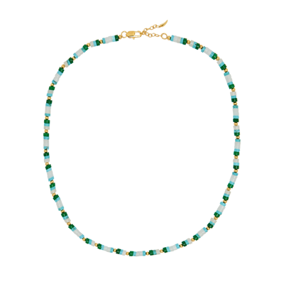 Missoma Green And 18kt Gold-plated Beaded Necklace