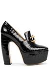 Bottega Veneta Madame 145 Crocodile-effect Leather Platform Pumps In Black And Silver
