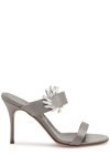Manolo Blahnik 90mm Chivela Satin Sandals In Grey
