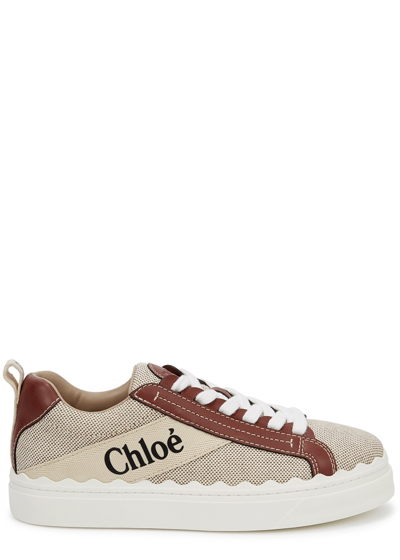 Chloé Lauren Stone Canvas Sneakers In Brown