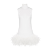 16arlington Umiko Feather-trim Mini Bridal Dress In Ivory