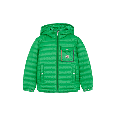 Moncler Kids Pavron Navy Quilted Shell Jacket (4-6 Years) In Green