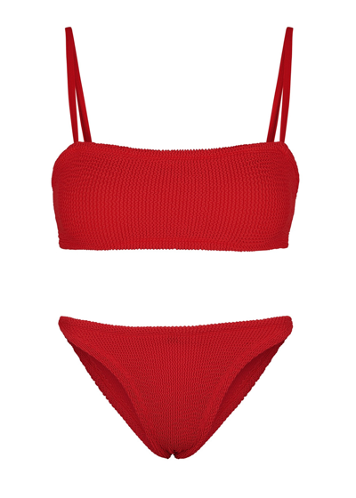 Hunza G Gigi Seersucker Bikini In Red
