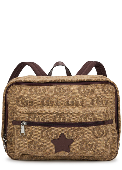 Gucci Kids Star Gg Monogrammed Woven Backpack In Burgundy