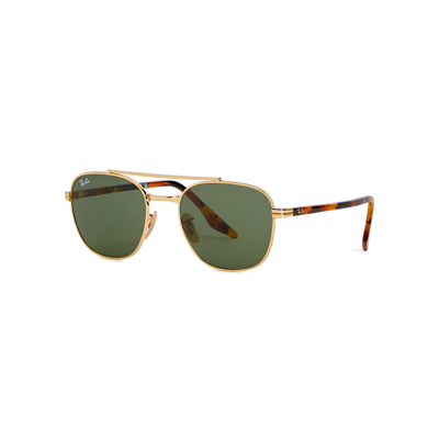 Ray Ban Ray-ban Gold-tone Aviator-style Sunglasses, Sunglasses, Brown In Green