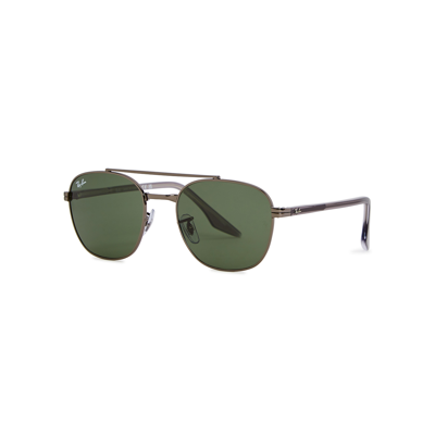 Ray Ban Ray-ban Gunmetal Aviator-style Sunglasses In Green