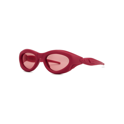 Bottega Veneta Injection Oval-frame Sunglasses In Red