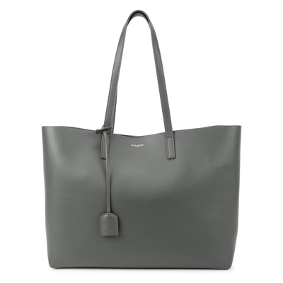 Saint Laurent East West Grey Grained Leather Tote, Tote Bag, Grey