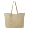 Saint Laurent East West Almond Grained Leather Tote, Tote Bag, Beige In Beige