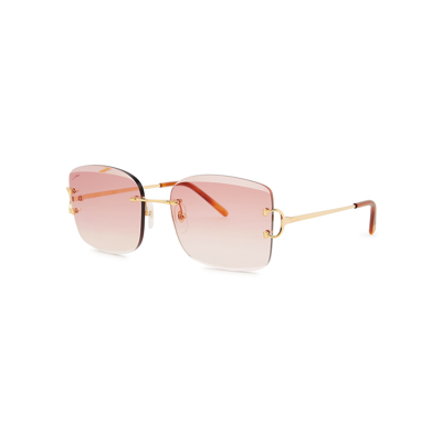 Cartier Signature C De  Rimless Square-frame Sunglasses In Gold