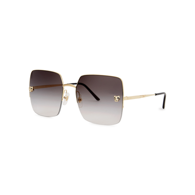 Cartier Trouserhère De  Gold-tone Square-frame Sunglasses