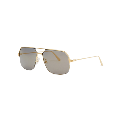 Cartier Santos De  Gold-tone Aviator-style Sunglasses