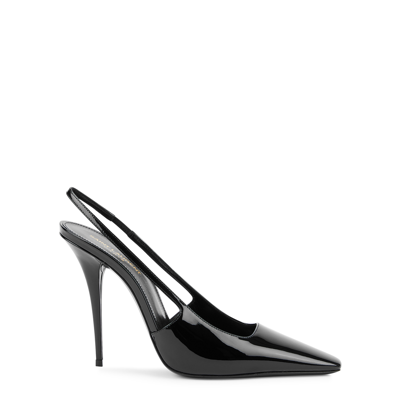 Saint Laurent Tom 110 Patent Leather Slingback Pumps In Black