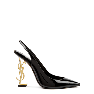 Saint Laurent Opyum 110 Black Patent Leather Slingback Pumps