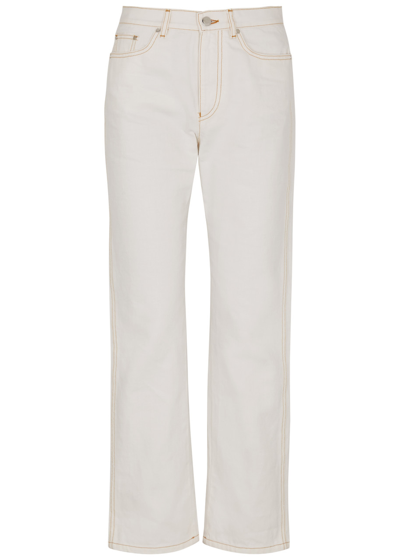 Moncler 高腰直筒牛仔裤 In White