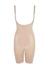Spanx Oncore Open-bust Mid-thigh Bodysuit In Beige