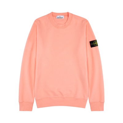 Stone Island Logo Cotton Sweatshirt In Orange