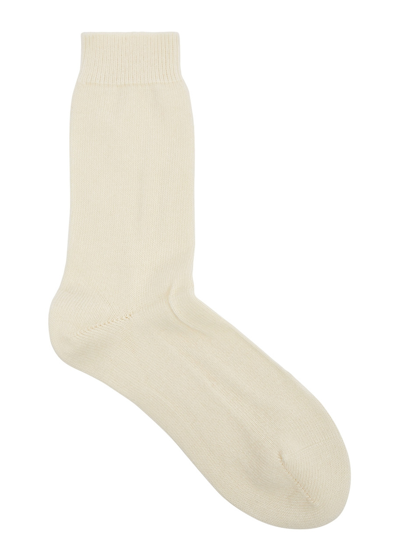 Falke Cosy Wool-blend Socks In Off White