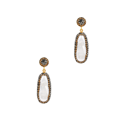 Soru Jewellery Baroque Pearl Drop Earring, Earring, 18kt Gold-plated