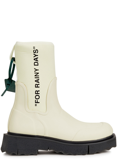Off-white Printed Neoprene And Rubber Ankle Boots
