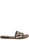 Valentino Vlogo Toile Iconographe Slides In Brown