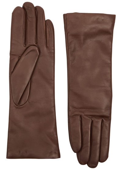 Agnelle Christina Leather Gloves In Brown