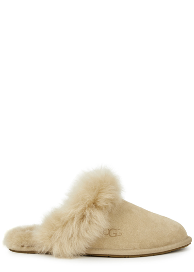 Ugg Scruff Sis Shearling Suede Slippers, Slippers, Designer Stamp, Sand