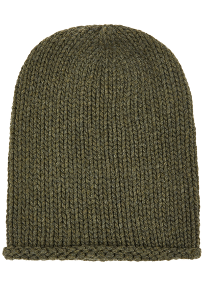 Inverni Slouchy Cashmere Beanie In Olive