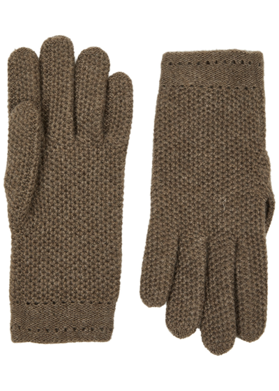 Inverni Waffle-knit Cashmere Gloves In Brown