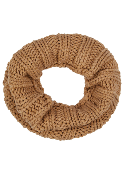 Inverni Ribbed Cashmere Snood In Camel