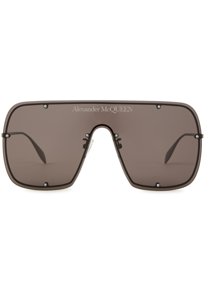 Alexander Mcqueen Oversized Aviator-style Sunglasses, Sunglasses In Brown