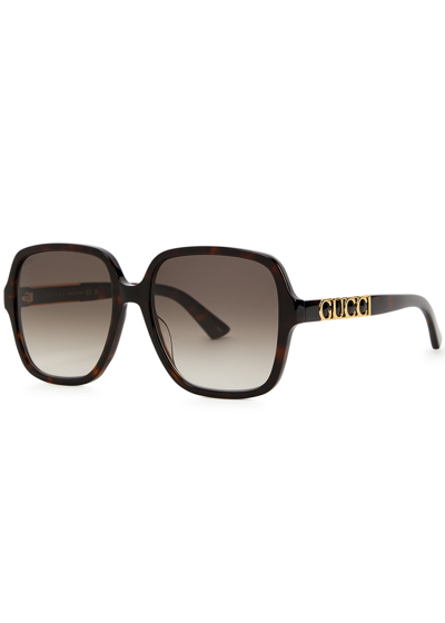 Gucci Oversized Square-frame Sunglasses, Sunglasses, Brown, Oversized In Black
