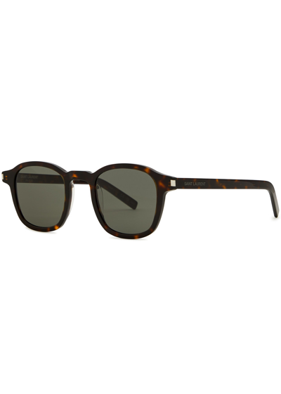Saint Laurent Round-frame Sunglasses, Sunglasses, Designer-engraved In Brown