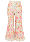 Zimmermann Raie Floral-print Flared Linen Trousers In Multicoloured
