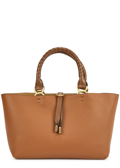 Chloé Marcie Small Leather Tote, Tote Bag, Tan, Leather In Brown