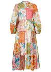 Zimmermann Patchwork-effect Cotton-voile Midi Shirt Dress In Multicoloured