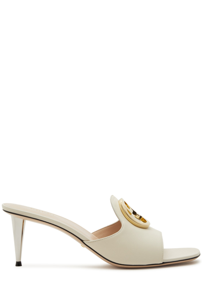 Gucci Blondie 65 Leather Mules In White
