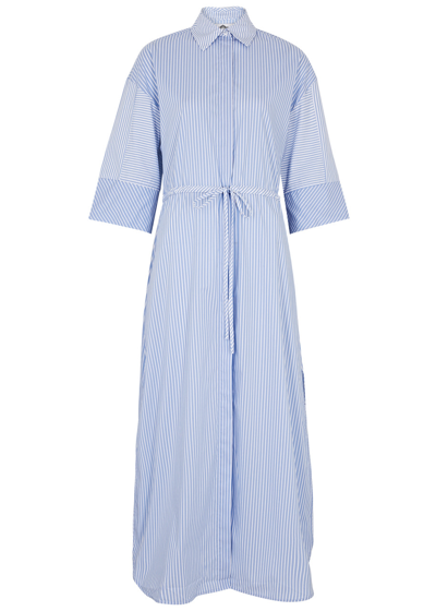 Evi Grintela Nori Striped Cotton Midi Dress In Blue