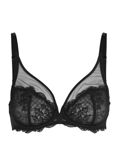 Simone Perele Simone Pérèle Reve Lace Underwired Plunge Bra In Black