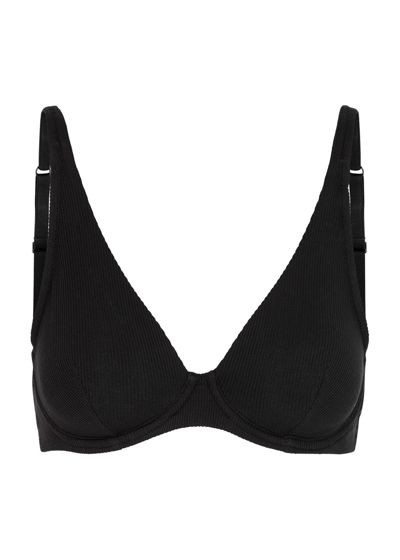 Simone Perele Simone Pérèle Eugenie Ribbed Underwired Plunge Bra In Black