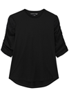 Veronica Beard Waldorf Ruched-sleeve T-shirt In Black