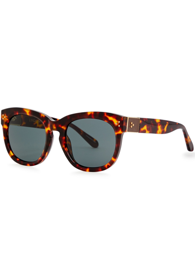 Linda Farrow Luxe Jenson Oval-frame Sunglasses, Sunglasses, Acetate In Red