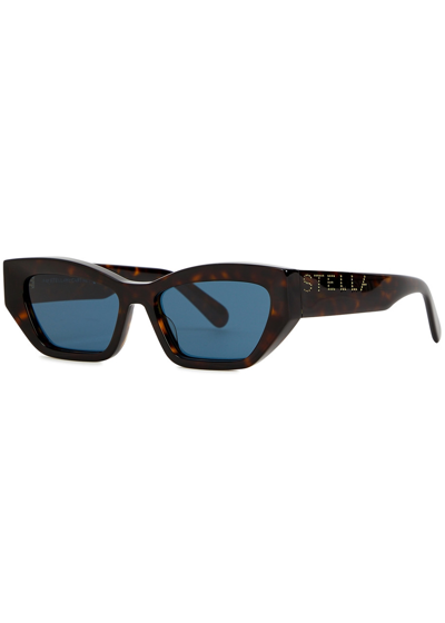 Stella Mccartney Logo Rectangle-frame Sunglasses, Sunglasses, Brown In Blue