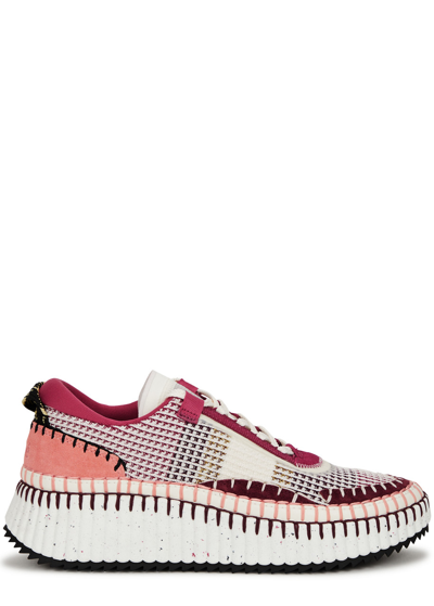 Chloé Chloe Nama Panelled Recycled Mesh Trainers In Brown