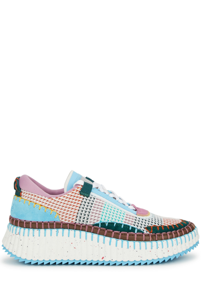Chloé Chloe Nama Panelled Recycled Mesh Trainers In Blue
