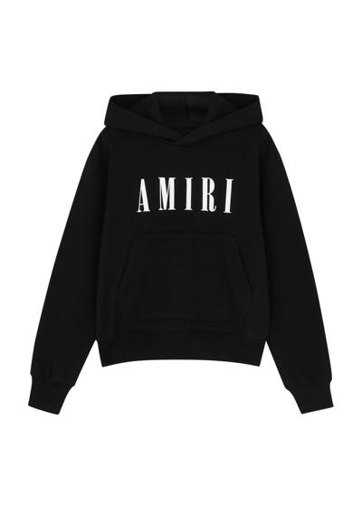 Amiri Kids Logo Hooded Cotton Sweatshirt In Black