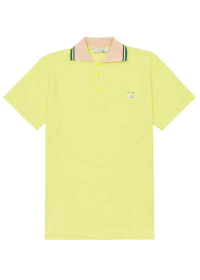 Maison Kitsuné Logo-patch Polo Shirt In Yellow