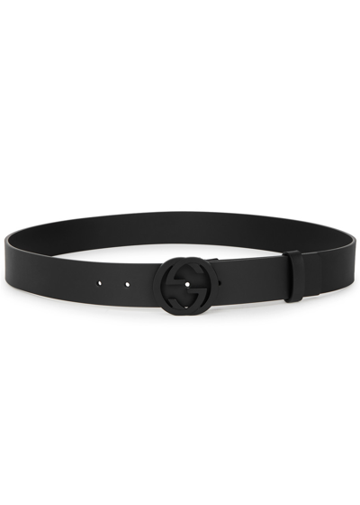 Gucci Gg Leather Belt In Black