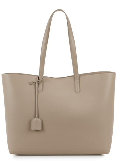 Saint Laurent East West Grained Leather Tote, Tote Bag, Beige, Leather