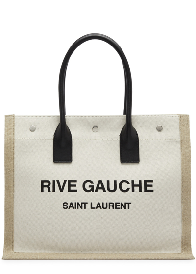 Saint Laurent Rive Gauche Small Canvas Tote, Canvas Bag, Natural